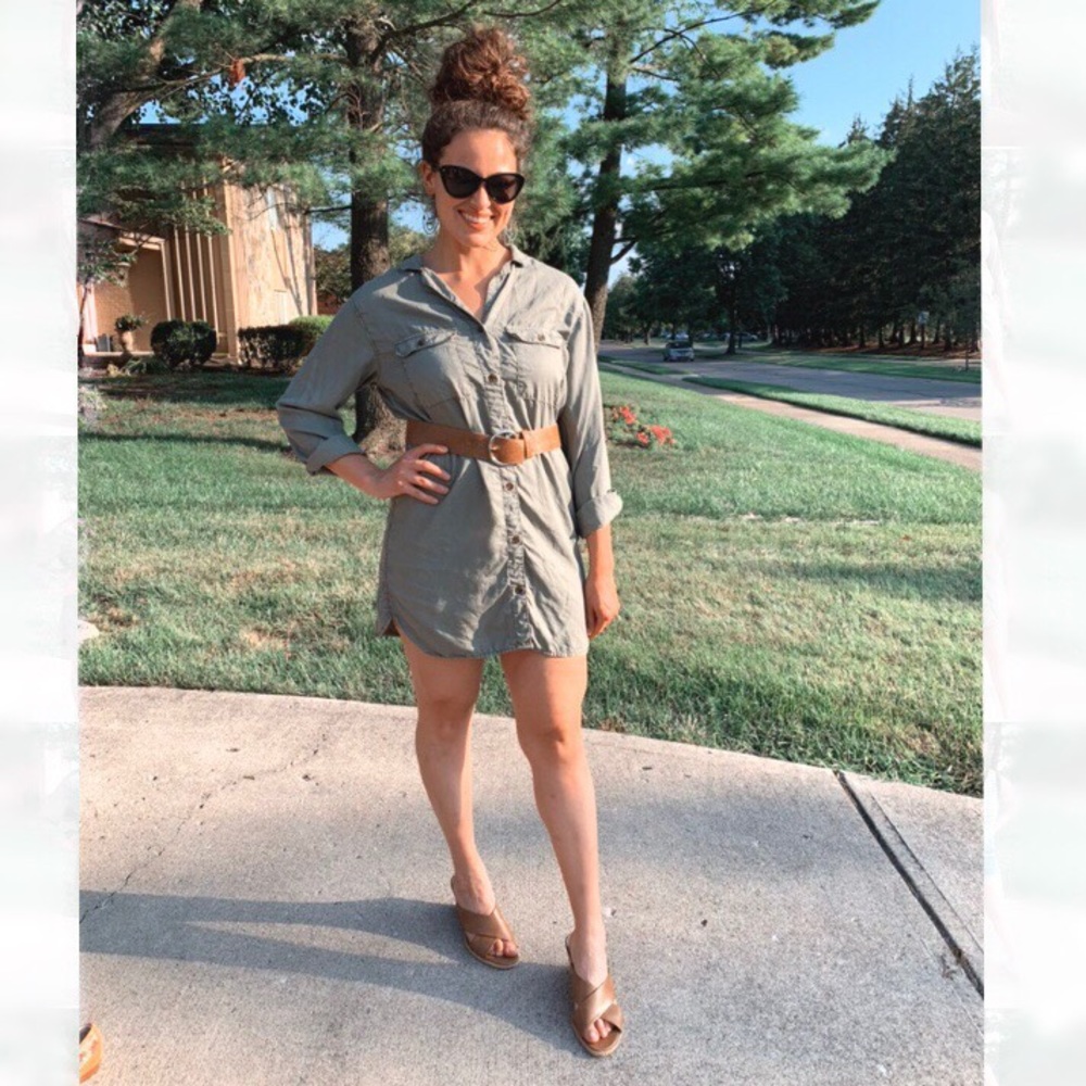 H&M Olive Green Button Down Tunic - Picture 8 of 8